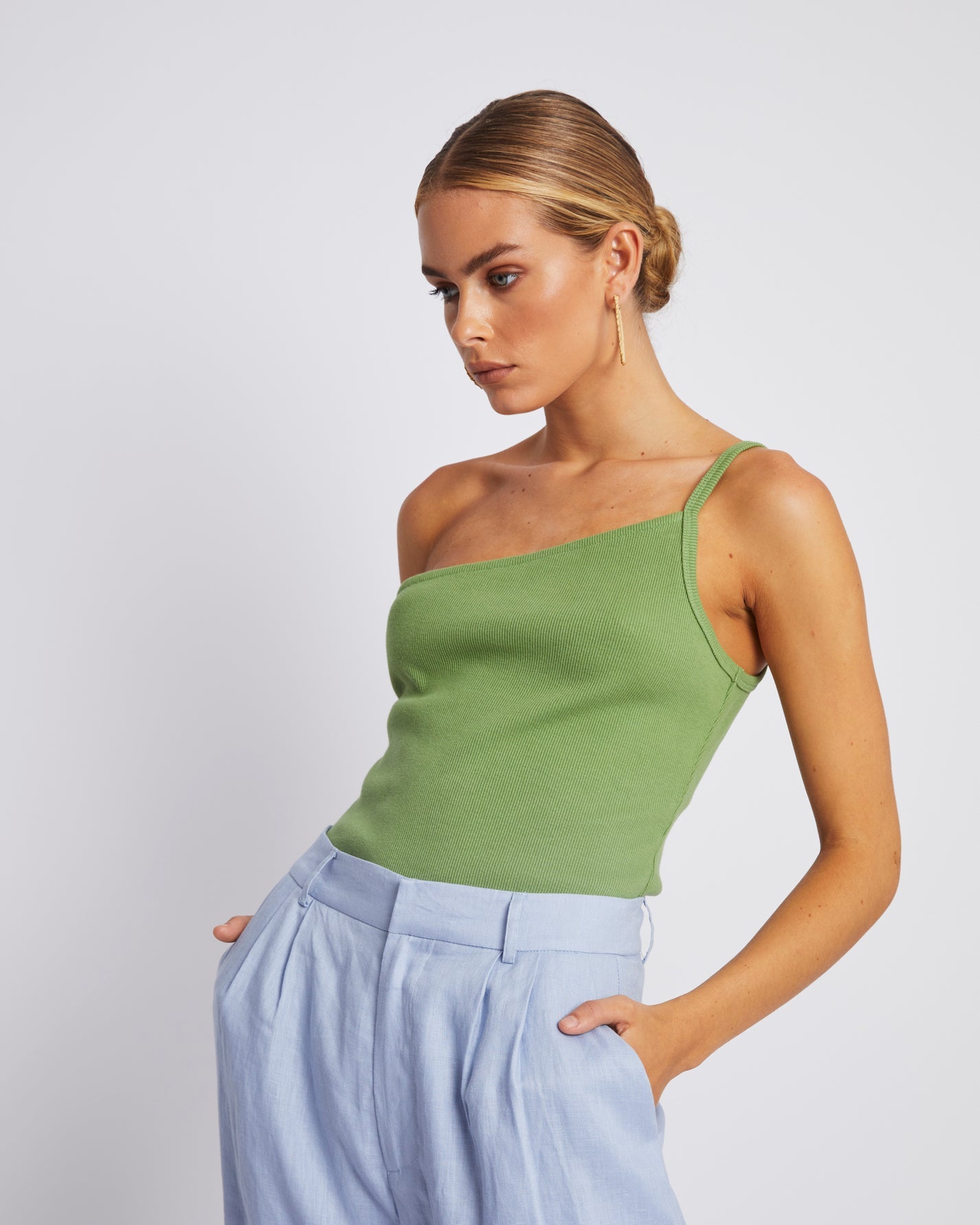 ONE SHOULDER BODYSUIT - OLIVE