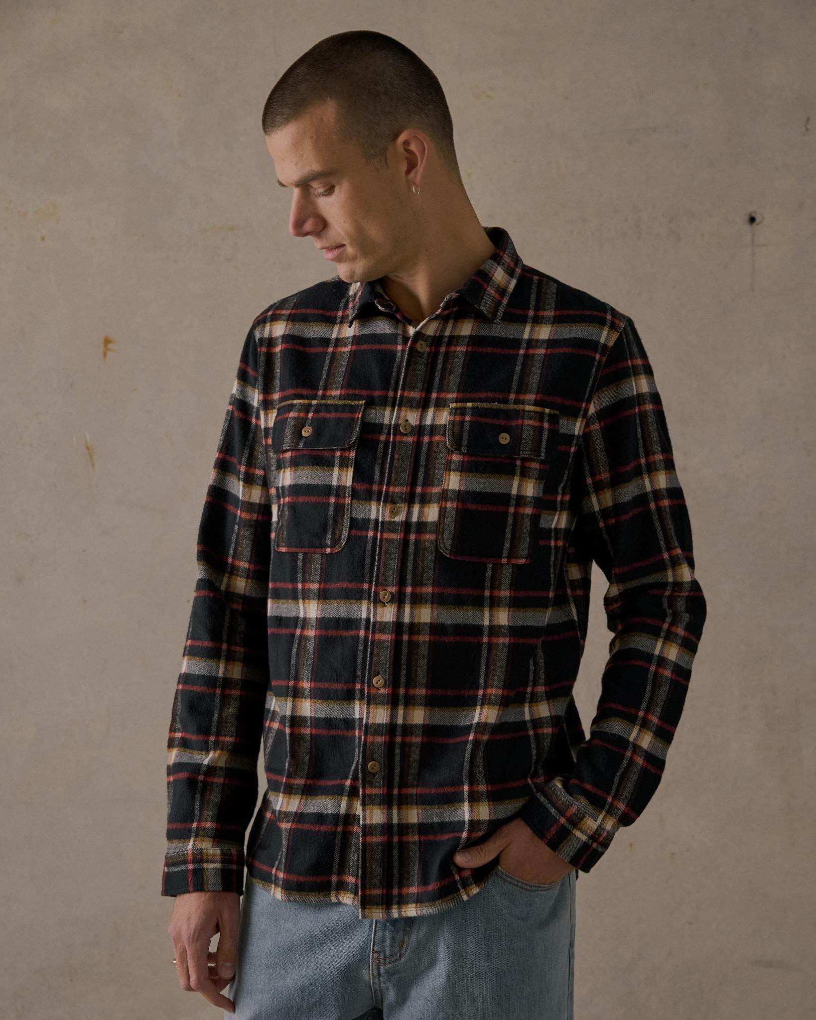 Twin Pocket Flannel Shirt - Black Multi