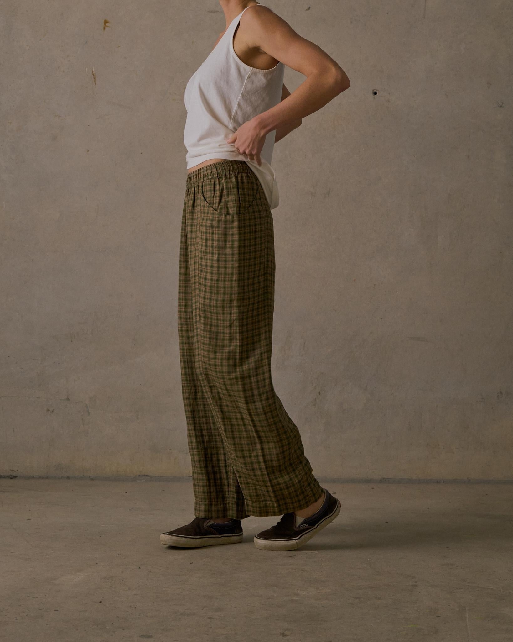 Patio Check Pants - Brown Multi