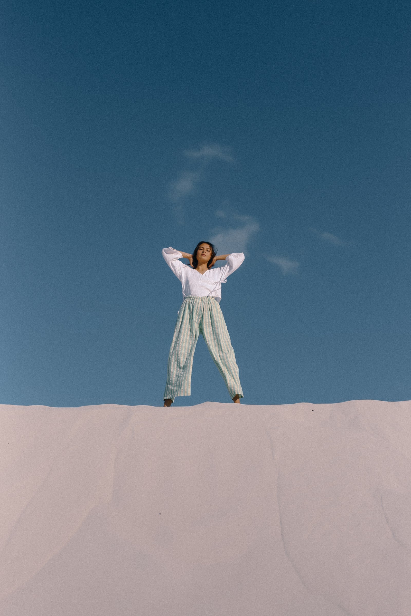 Ivy Pant - Seafoam Cotton Stripe