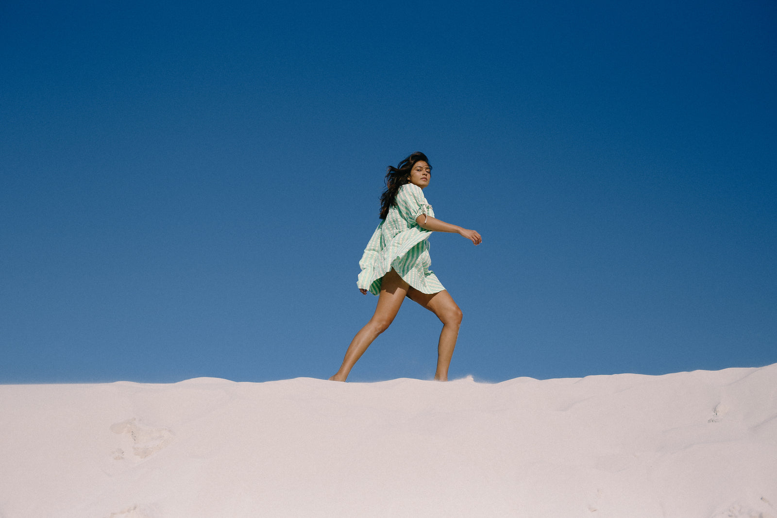 Chloe Summer Dress - Seafoam Cotton Stripe