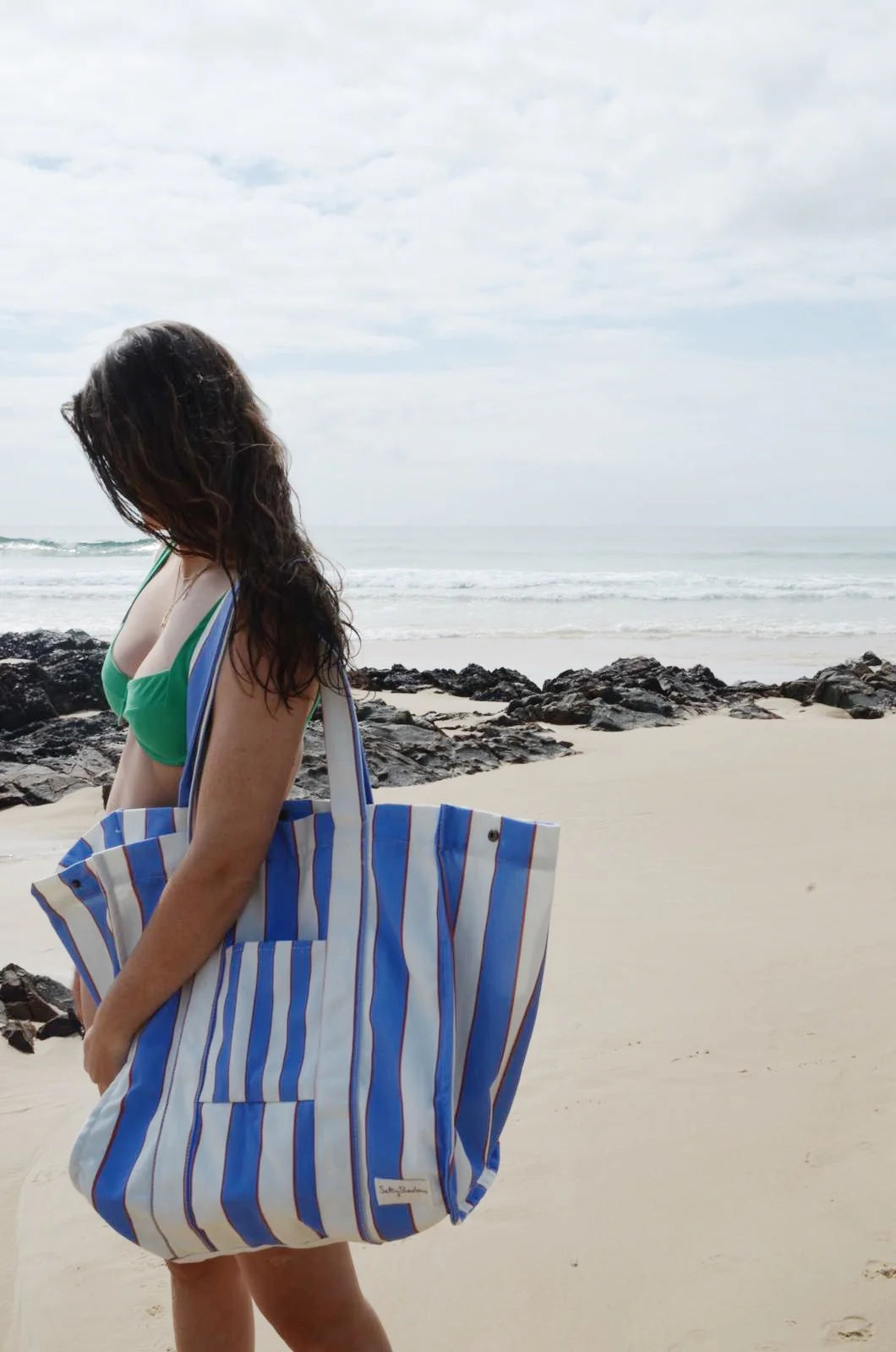 Oversized Beach Bag - Blue Stripe