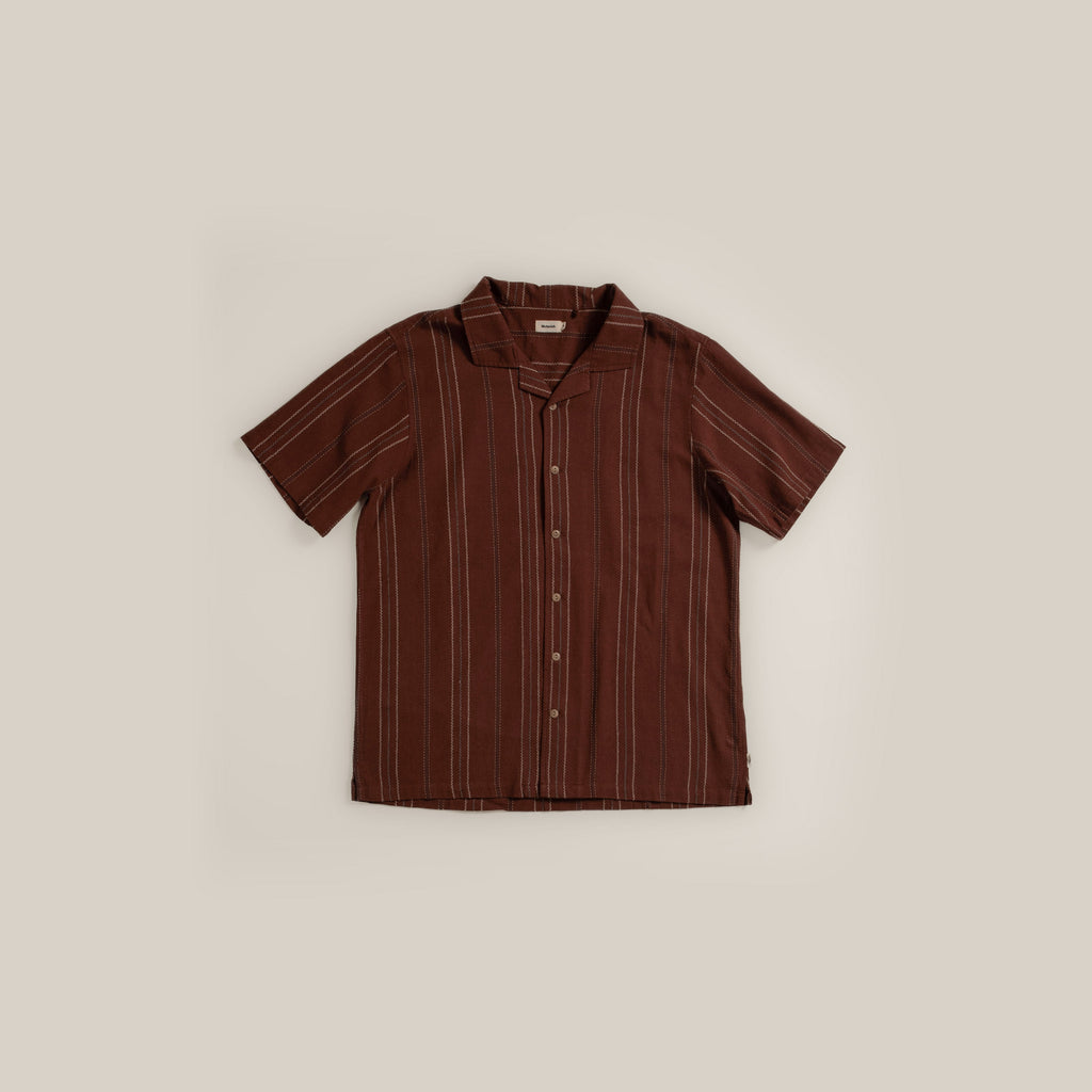 Washed Camp Collar Shirt - Brown Multi