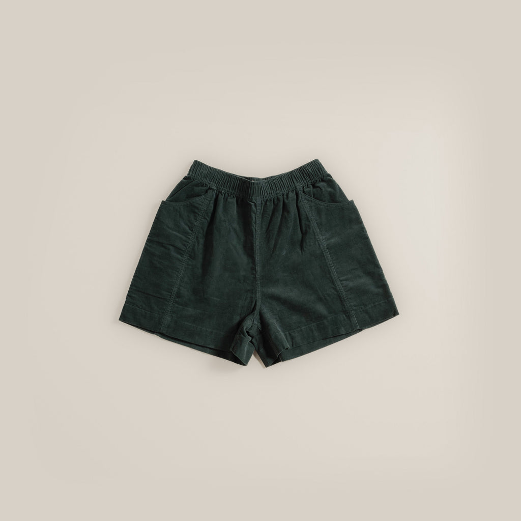 Hip Pocket Cord Shorts - Dark Green