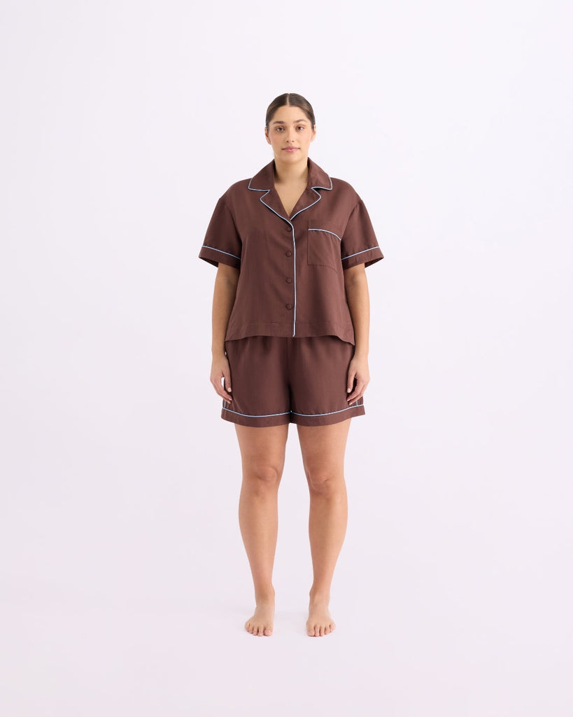 Short Sleeve Sleep Shirt - Iced Chocolate