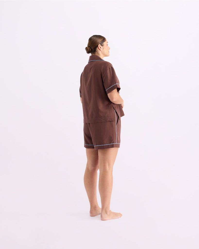 Short Sleeve Sleep Shirt - Iced Chocolate