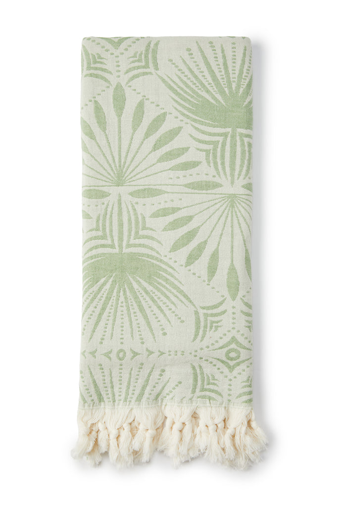 Palm Frond Turkish Towel - Olive