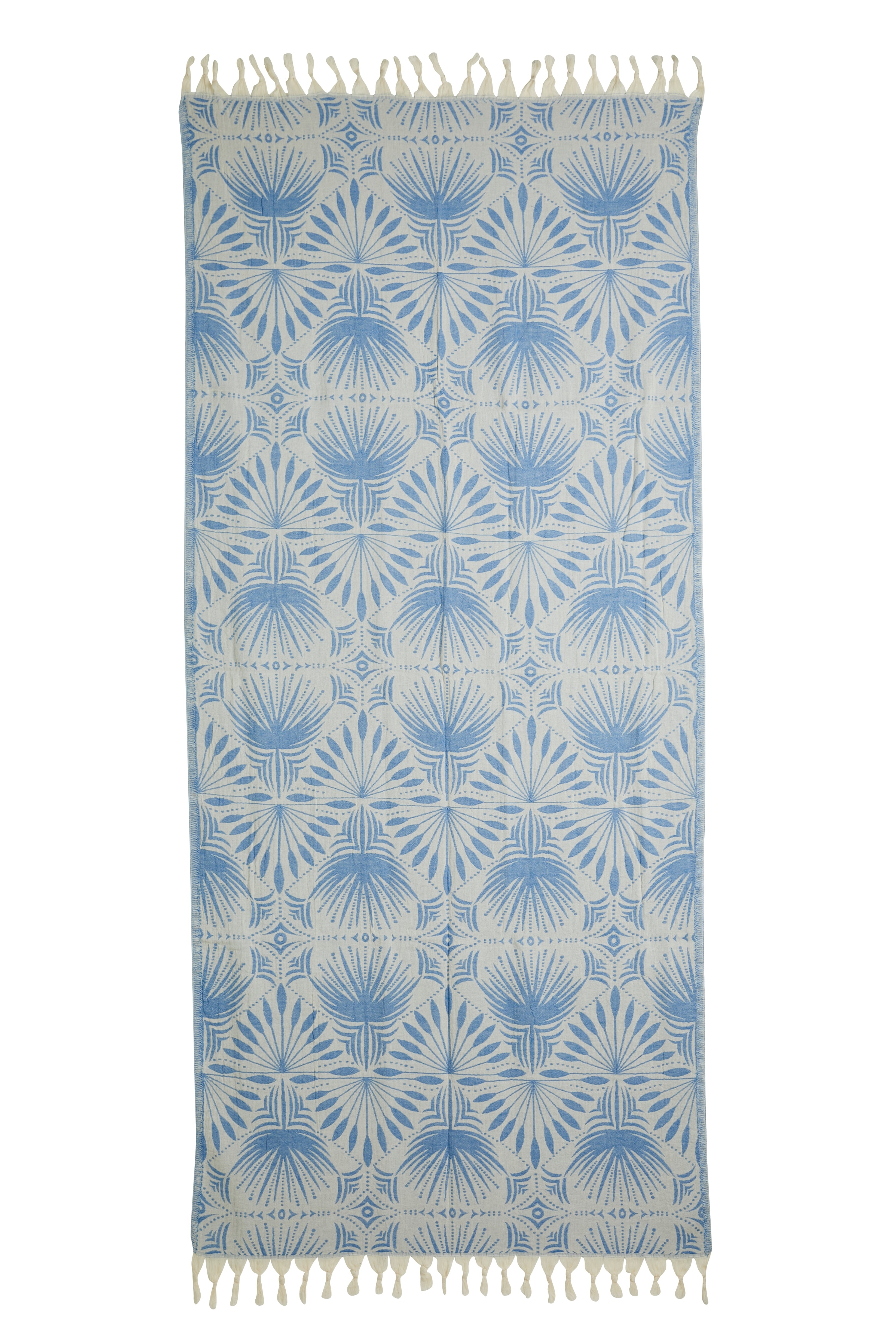 Palm Frond Turkish Towel - Blue