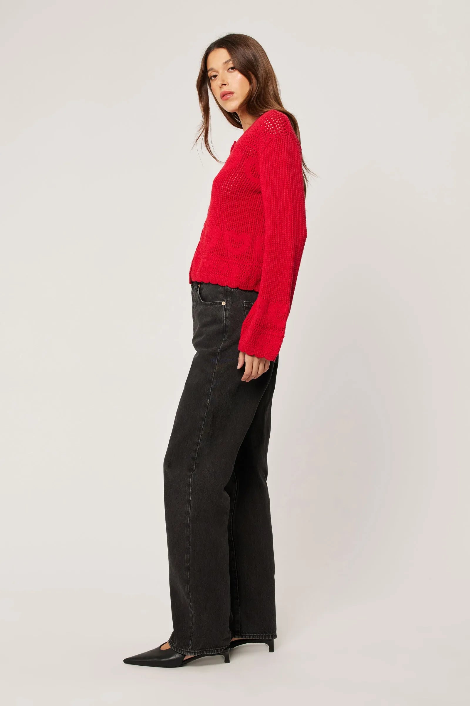 Cass Knit Long Sleeve Top - Crimson