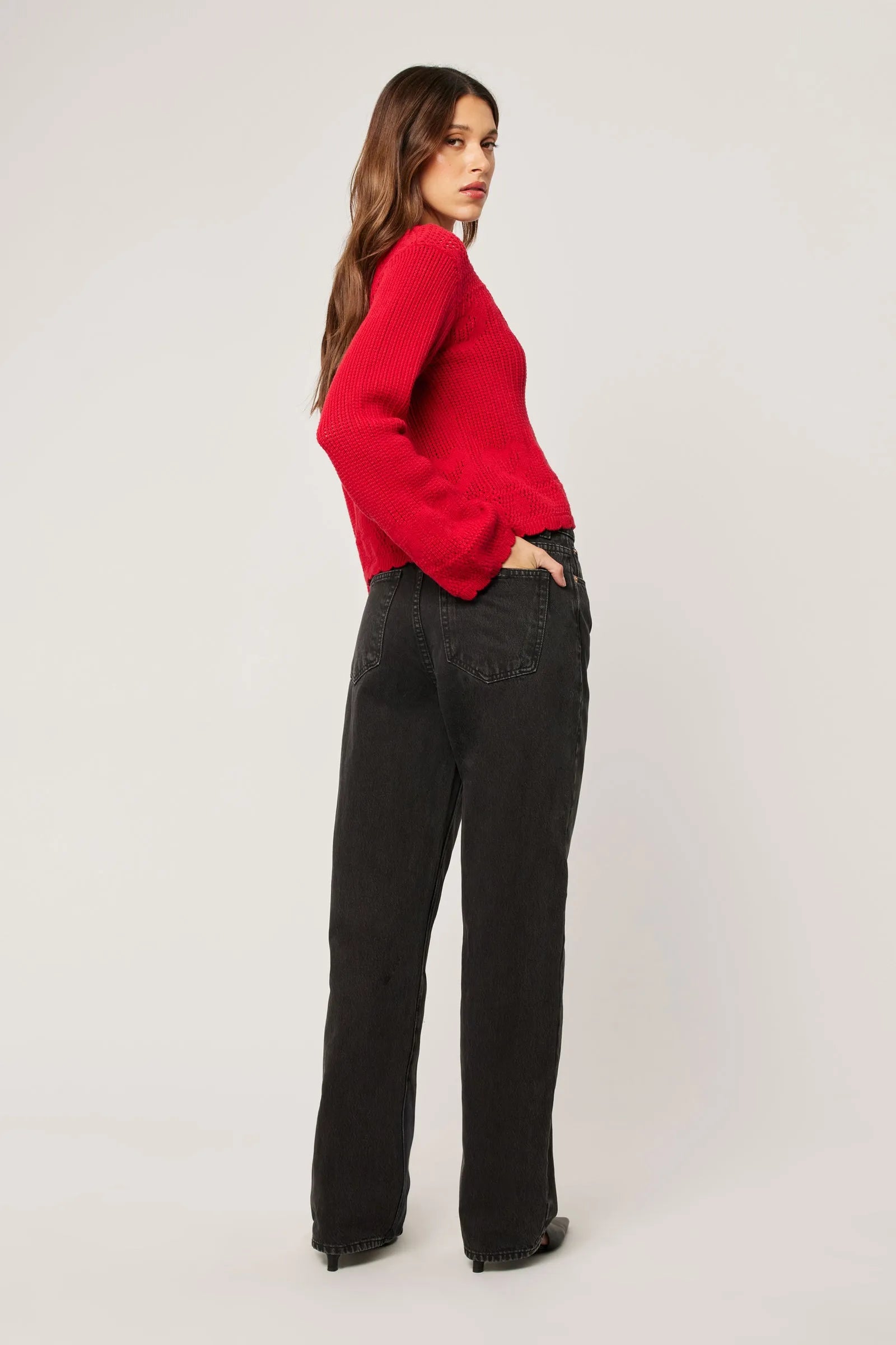 Cass Knit Long Sleeve Top - Crimson