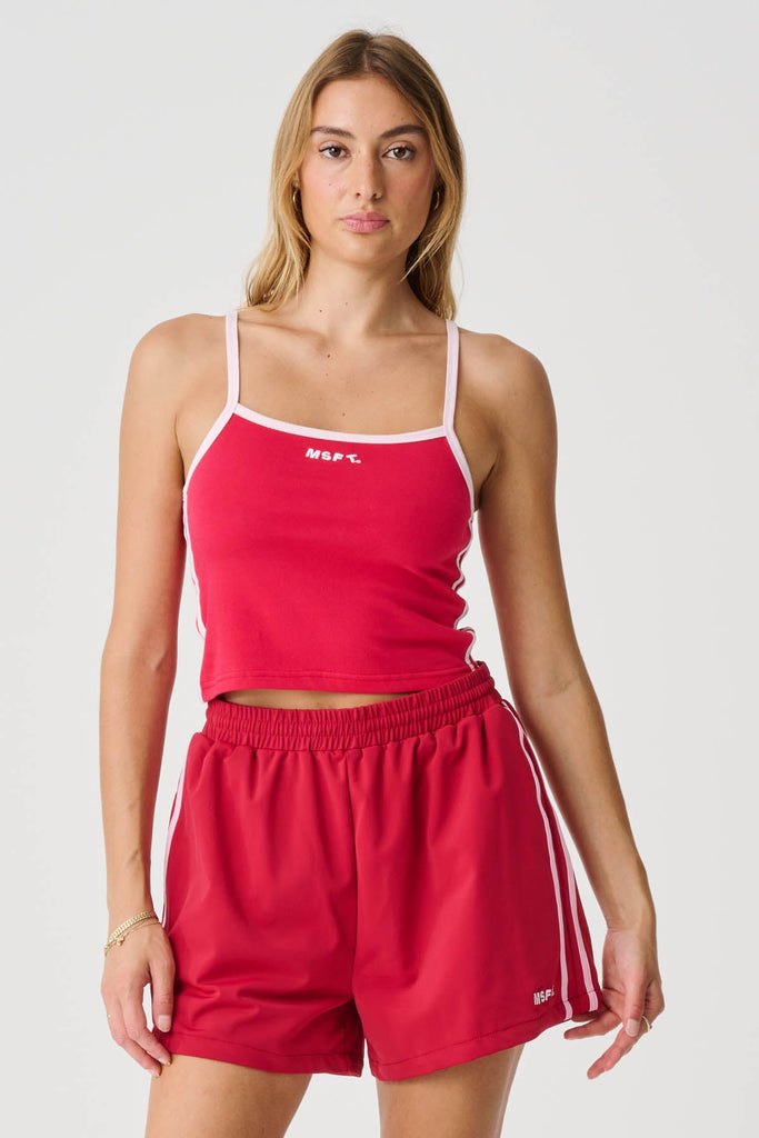 Devod Contrast Singlet - Cherry Red