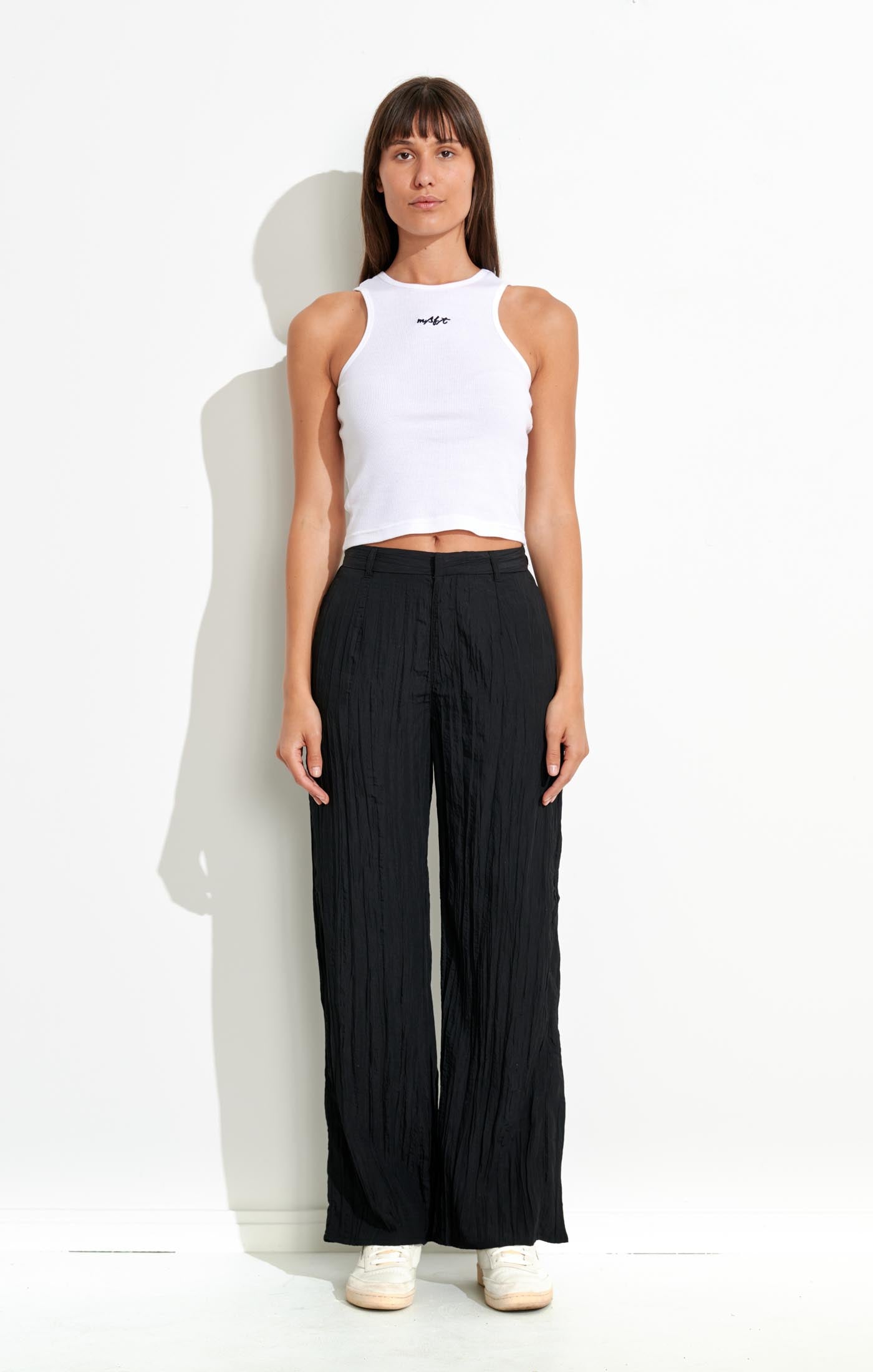 ONLY INVOLVED CRINKLE PANT - BLACK