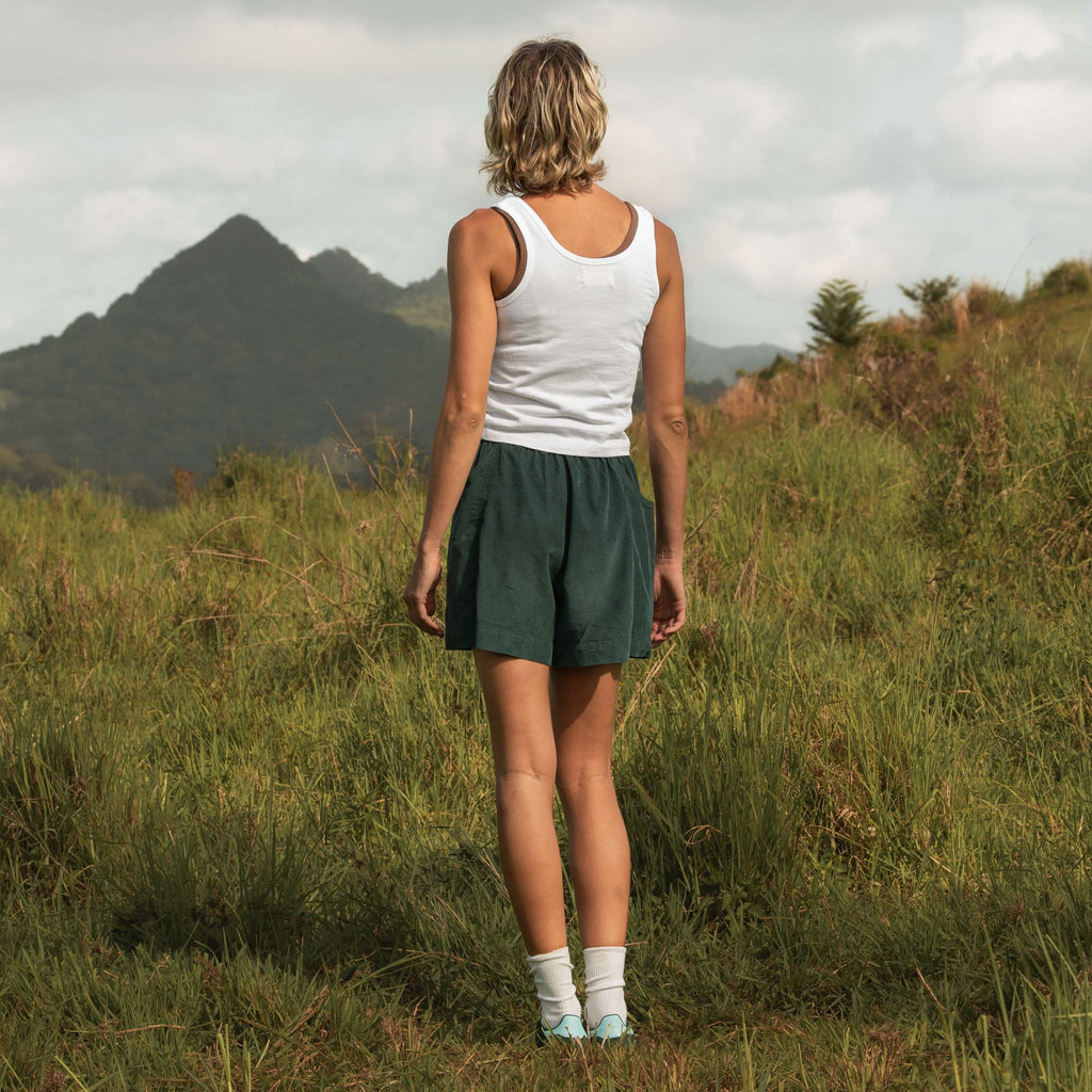 Hip Pocket Cord Shorts - Dark Green