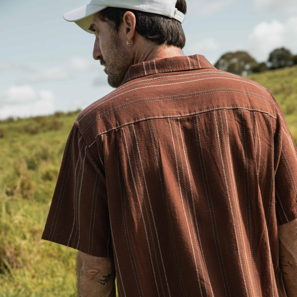 Washed Camp Collar Shirt - Brown Multi