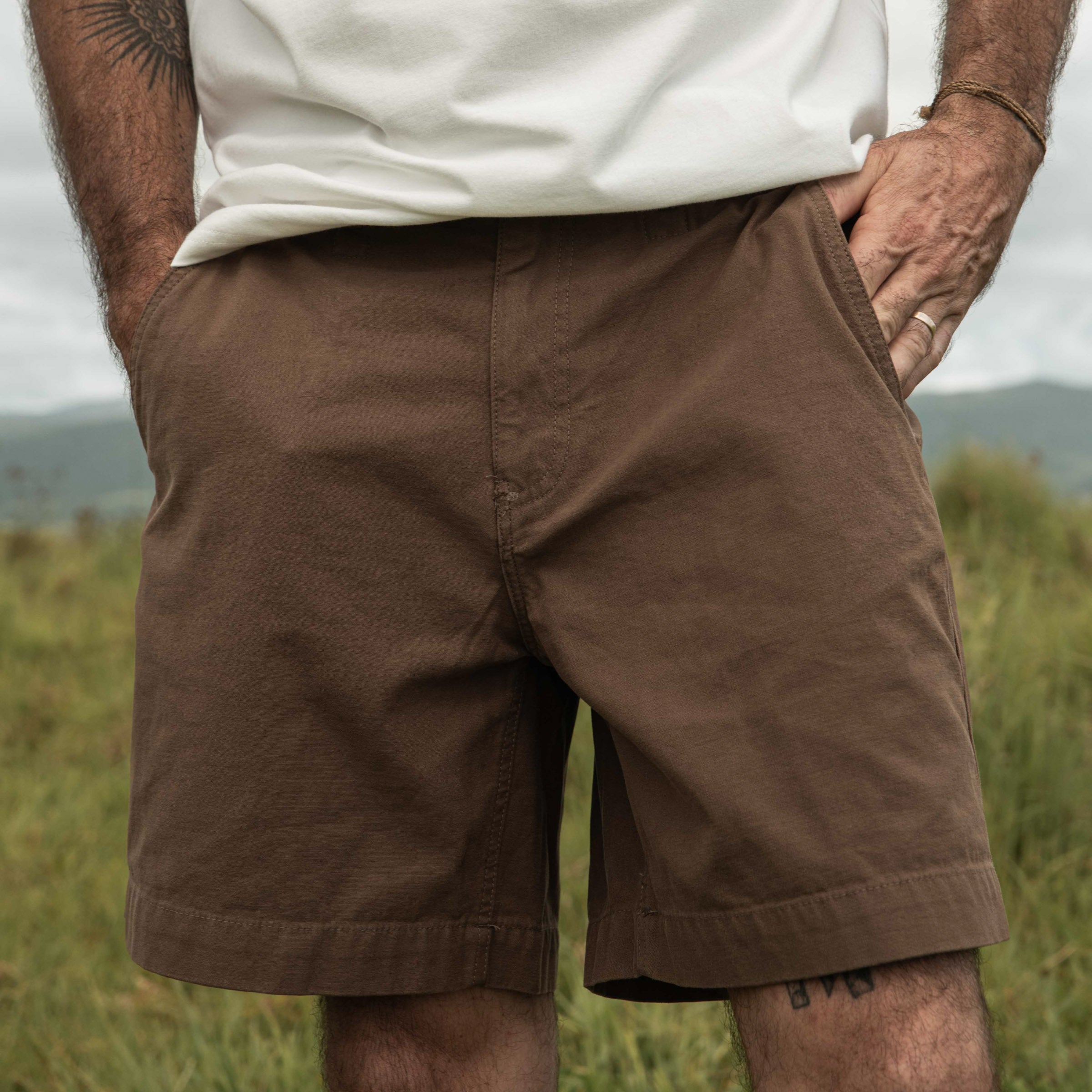 Relaxed Twill Shorts - Dark Brown