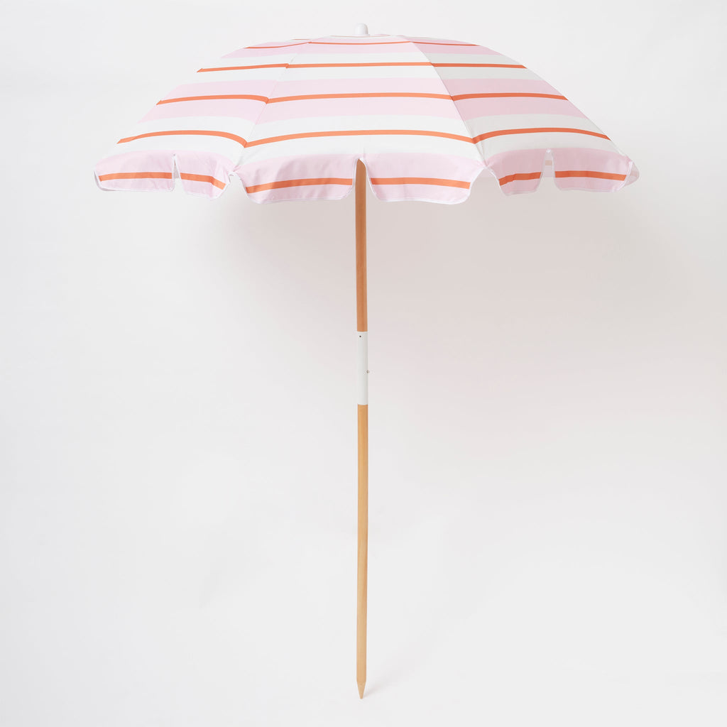Beach Umbrella - Summer Stripe Strawberry Sorbet