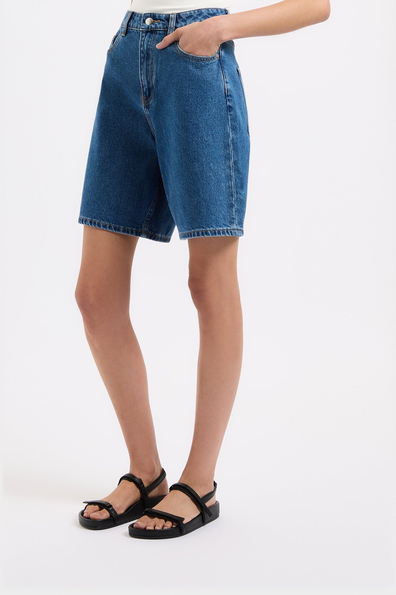 Organic Longline Denim Short - Vintage Blue