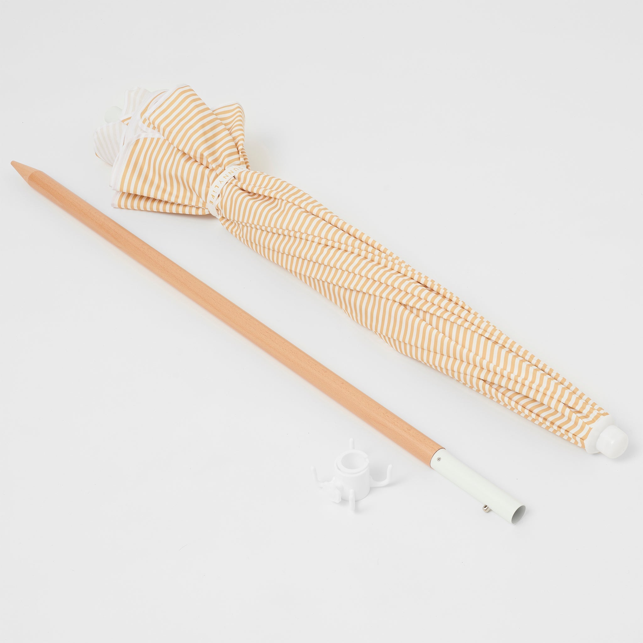 Beach Umbrella - Mango Bay Golden Mustard Stripe