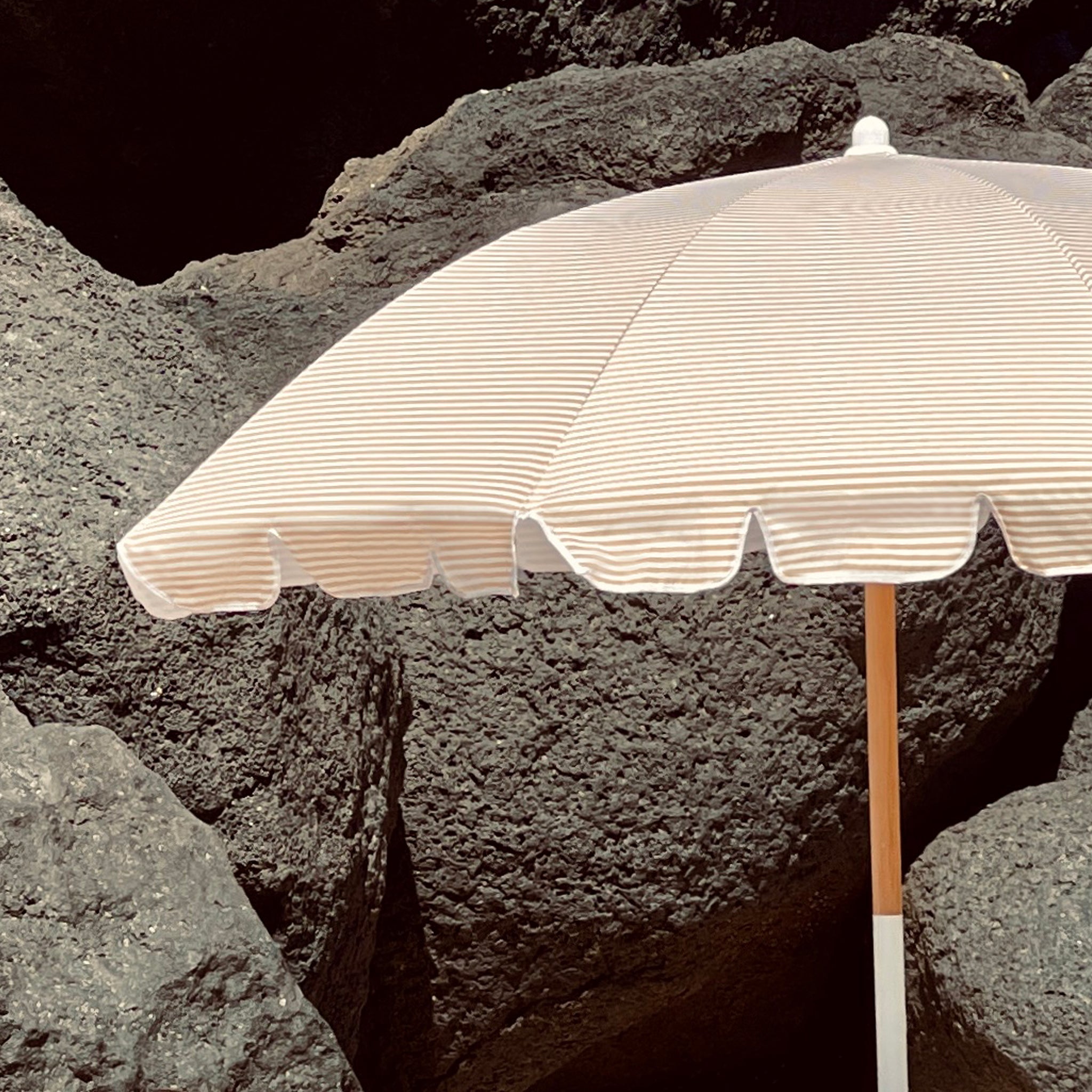 Beach Umbrella - Mango Bay Golden Mustard Stripe