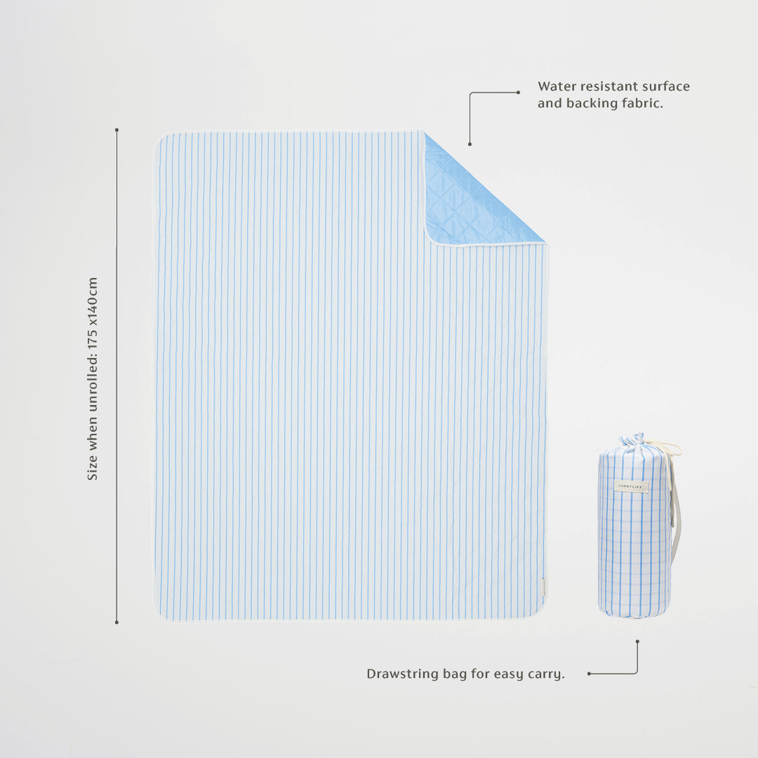 Beach and Picnic Blanket - Le Weekend Mid Blue-Cream