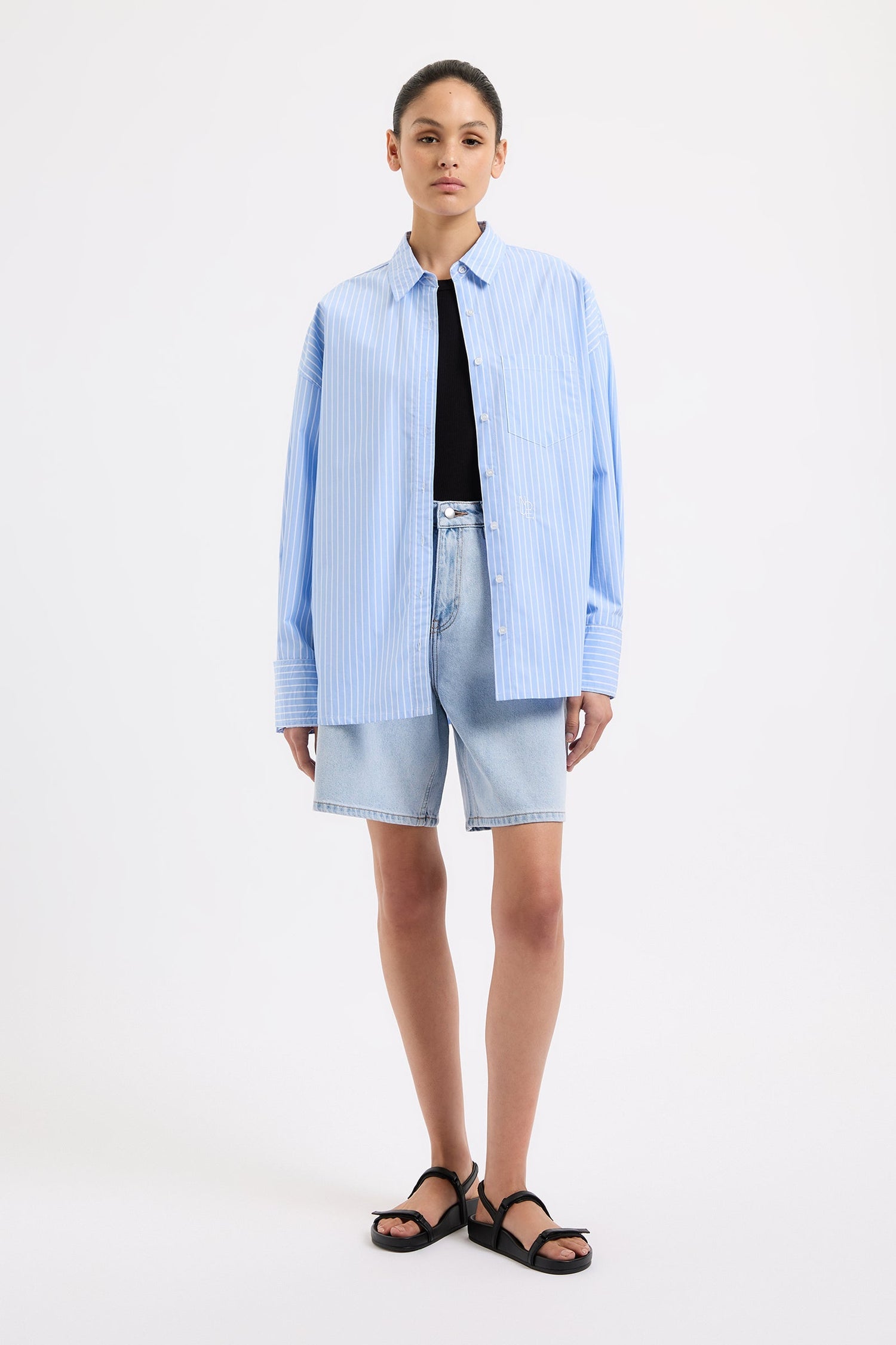 Organic Longline Denim Short - Clear Blue