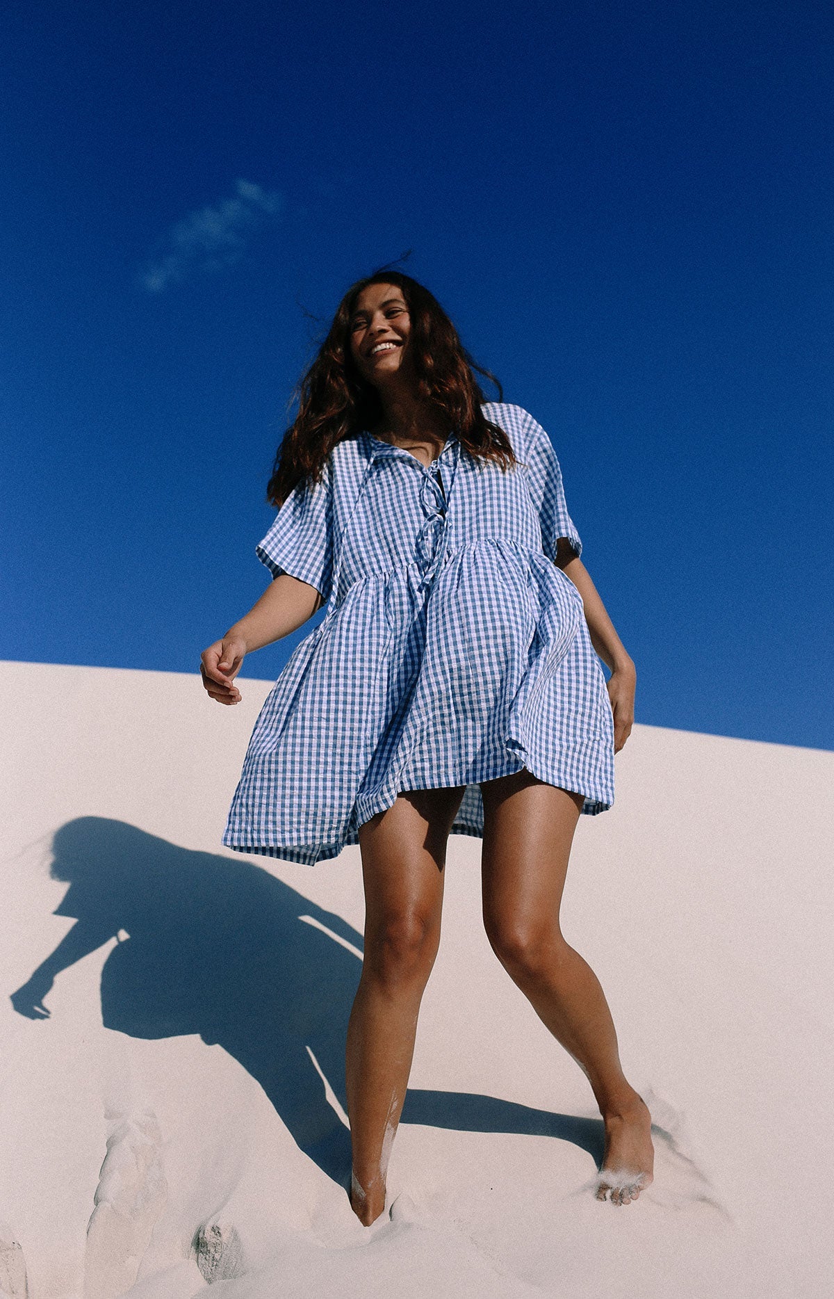 Darcey Tie Dress - Blue Gingham