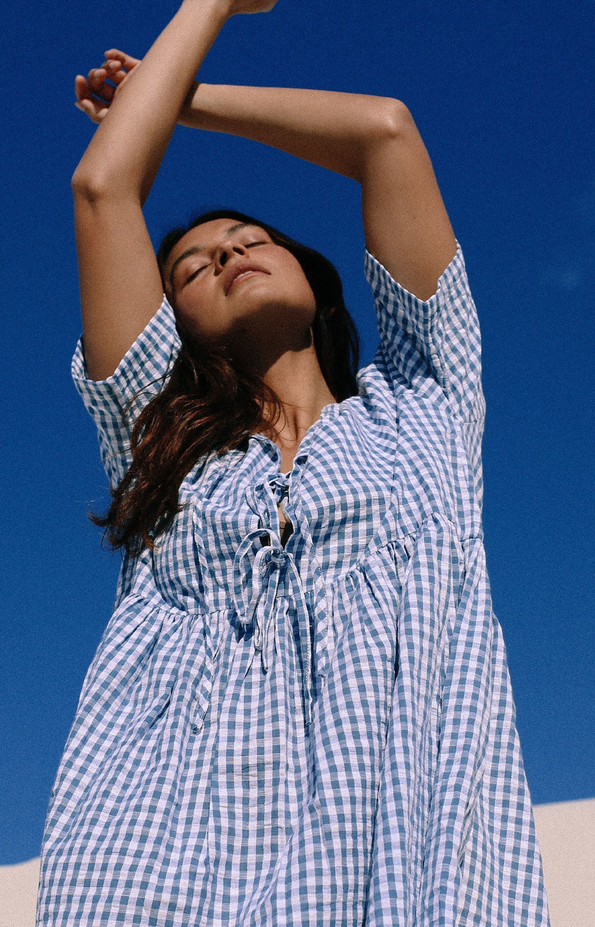 Darcey Tie Dress - Blue Gingham