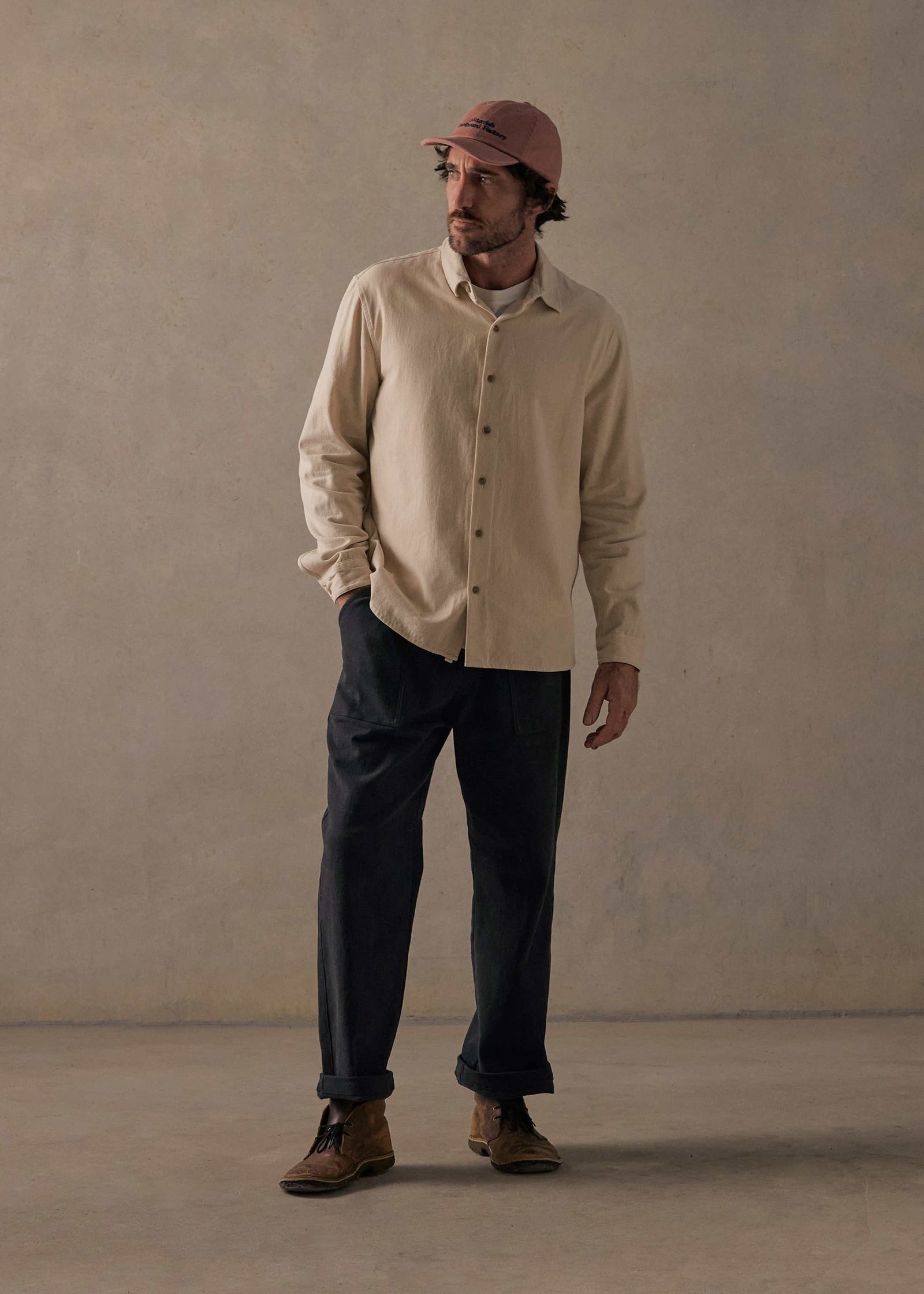 Washed Twill Shirt - Porcelain