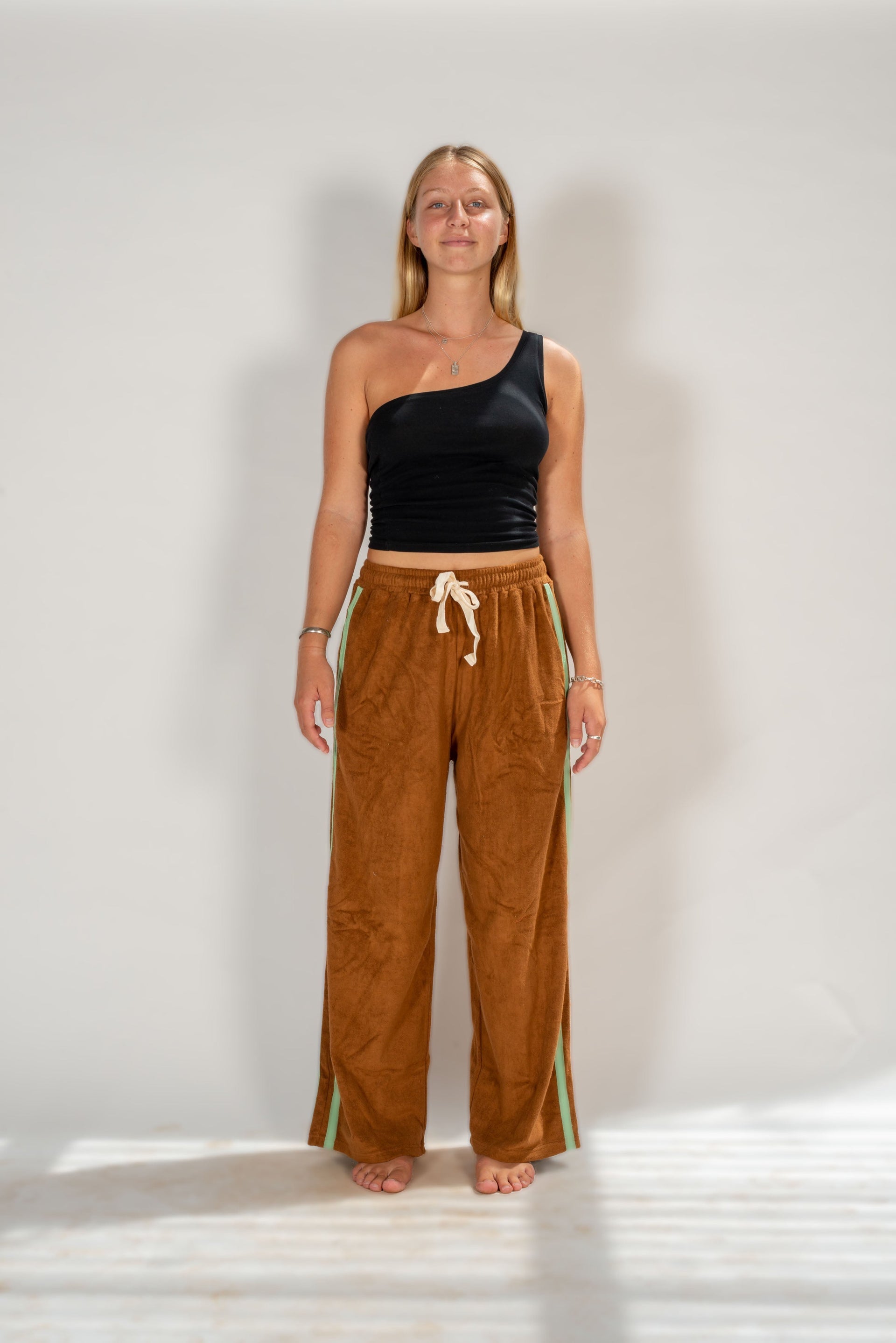 Apres Surf Pant - Brown w/ Mint Stripe