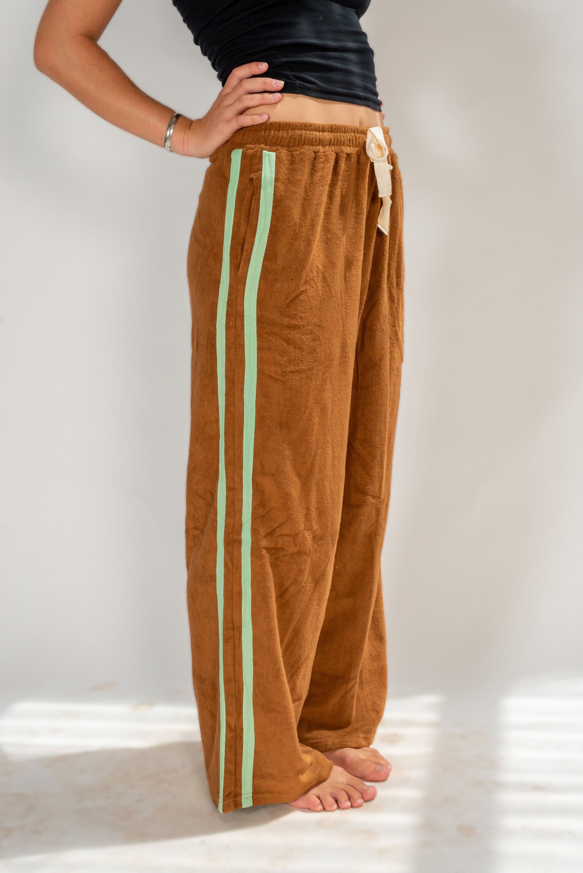 Apres Surf Pant - Brown w/ Mint Stripe