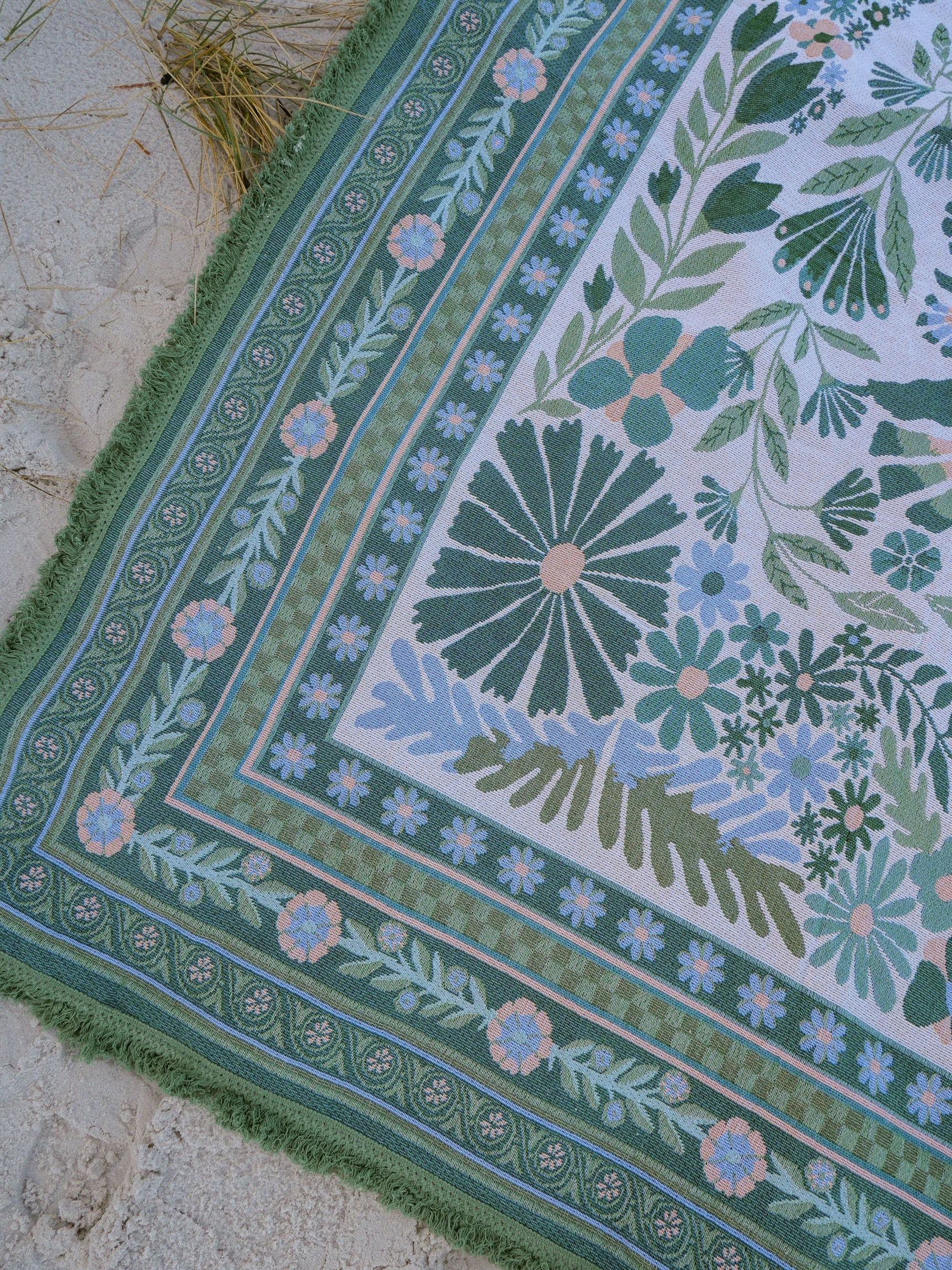 The Dahlia Green Travel Rug