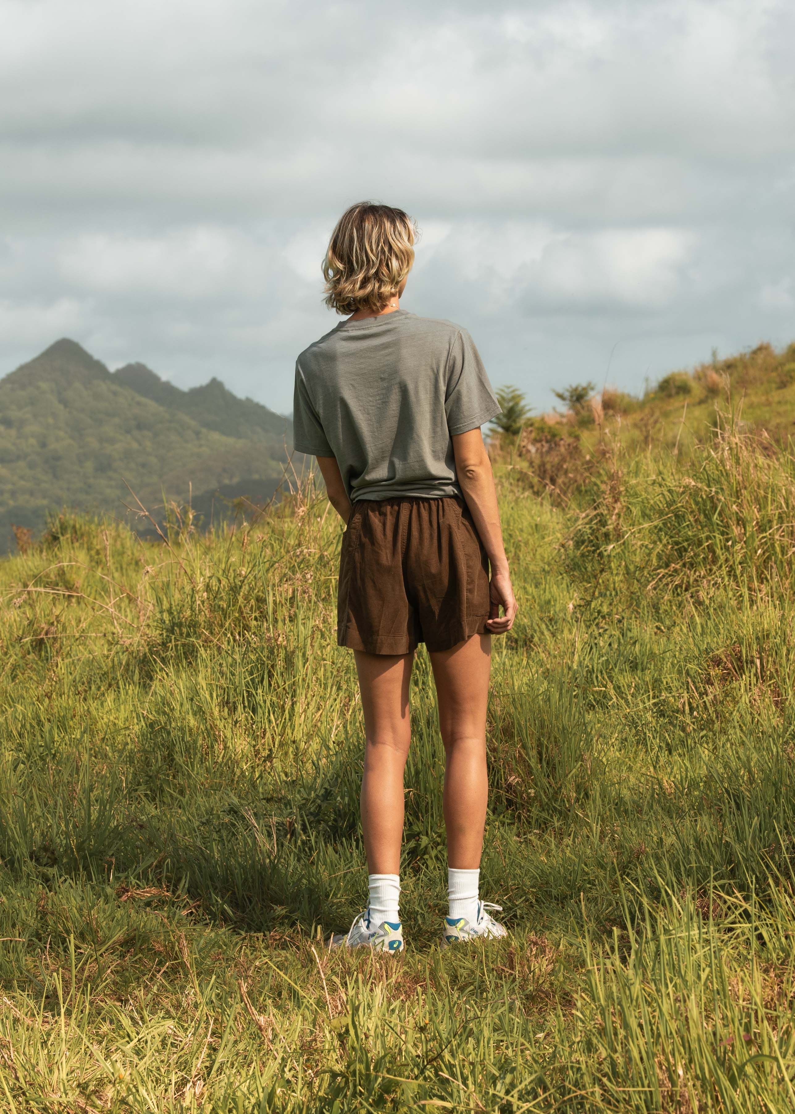 Hip Pocket Cord Shorts - Brown