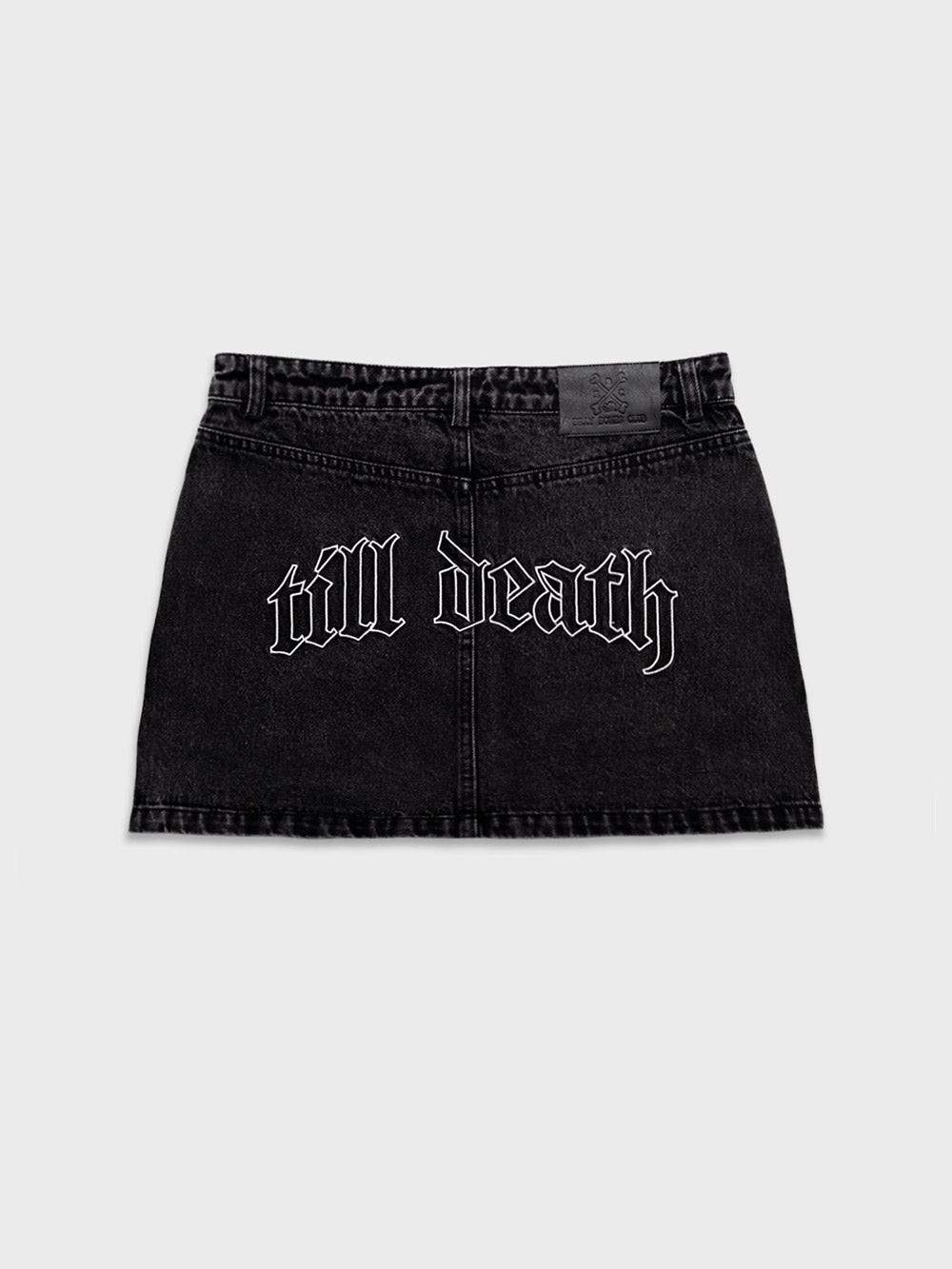 Till Death Denim Skirt - Acid Black