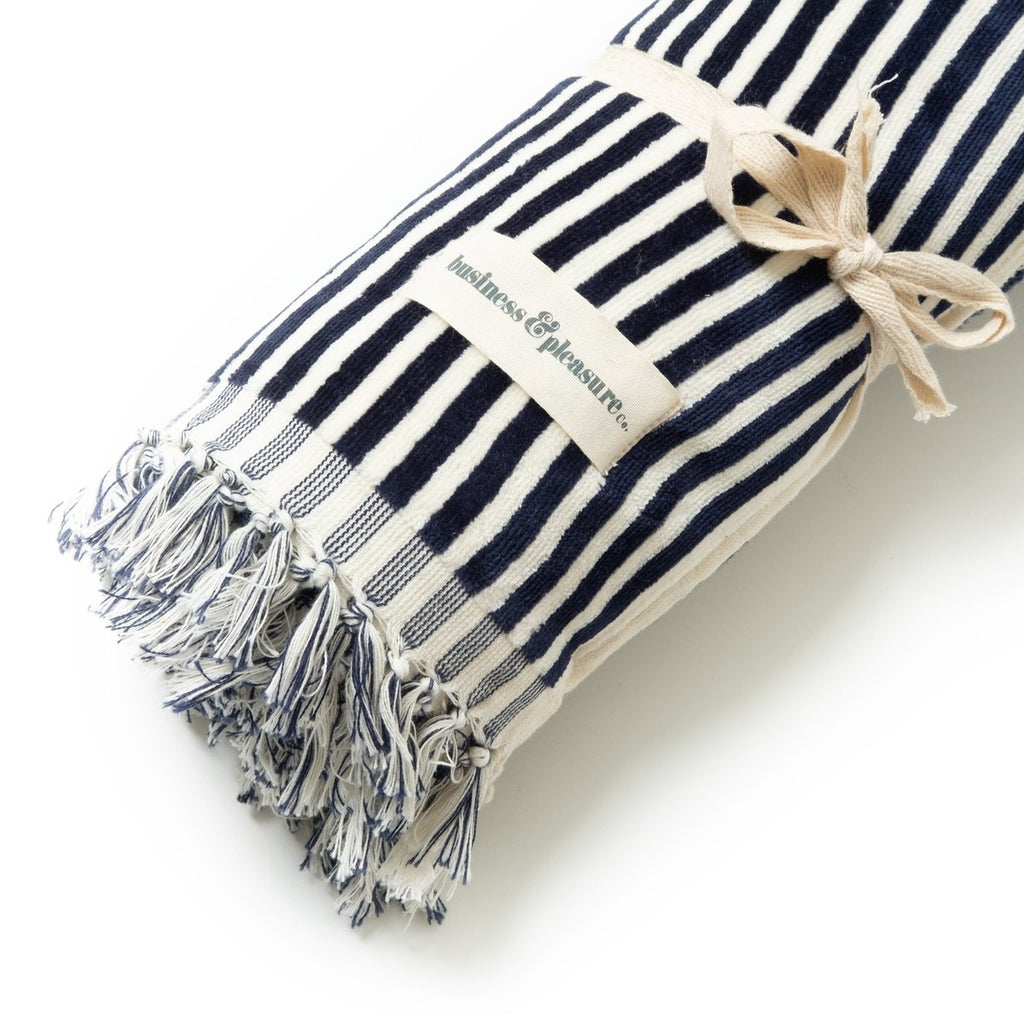 The Beach Towel - Lauren's Navy Stripe