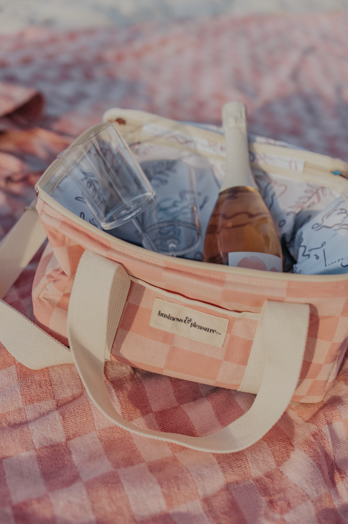 The Premium Cooler Bag - Dusty Pink Checker